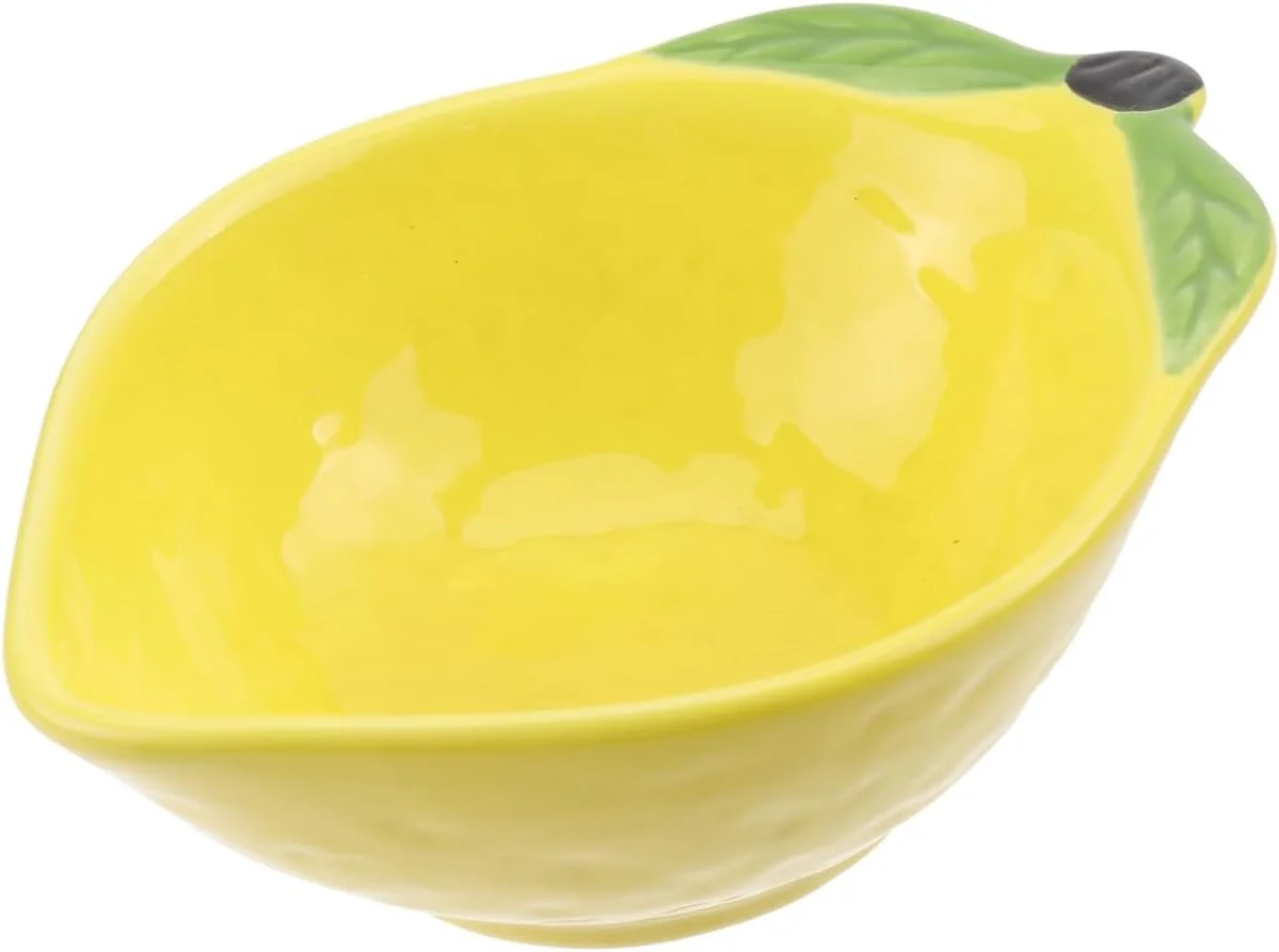 کاسه دسر سرامیکی کیچوو طرح لیمو، کاسه چند منظوره میوه خوری کاسه سالاد کاسه سرو برای میوه تنقلات سالاد لیمویی زرد کاسه سرامیکی تزئینی برای ایده هدیه منزل 12 x 8.5 x 4 سانتی متر