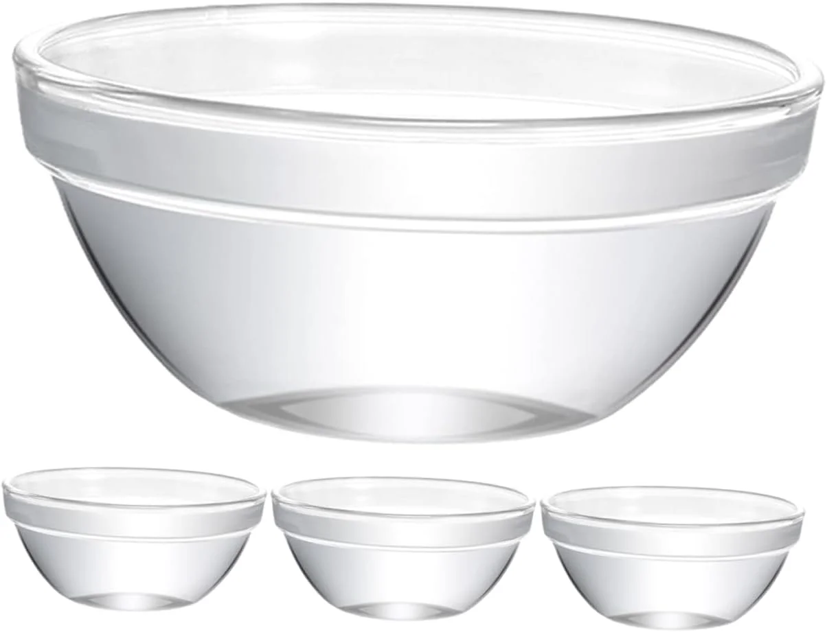 کیچوس، 4 عدد کاسه کیک بوزای، کاسه سس خوری، کاسه آجیل، کاسه سرو سالاد، کاسه دسر آشپزخانه، رامیکین 6 اونسی، کاسه دسر آماده سازی، ظروف آب نبات، فنجان کاستارد، کاسه شیشه ای چند منظوره اسنک