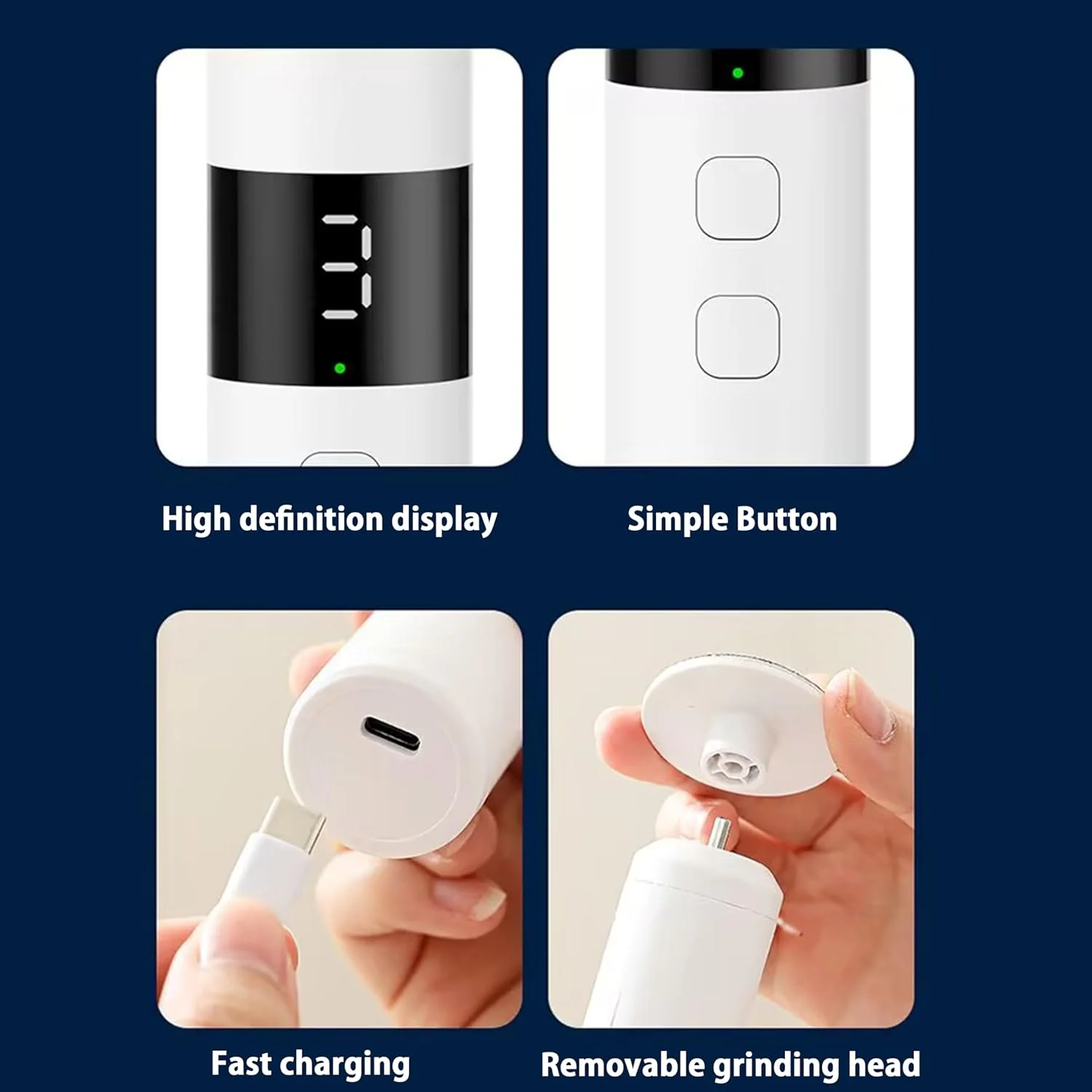 دستگاه سوهان برقی شارژی از بین برنده پینه پا Elitzia، 2 در 1، دستگاه سنگ پا با 3 سرعت قابل تنظیم، ابزار مراقبت از ناخن برای استفاده خانگی، سفید مدل ETFO02