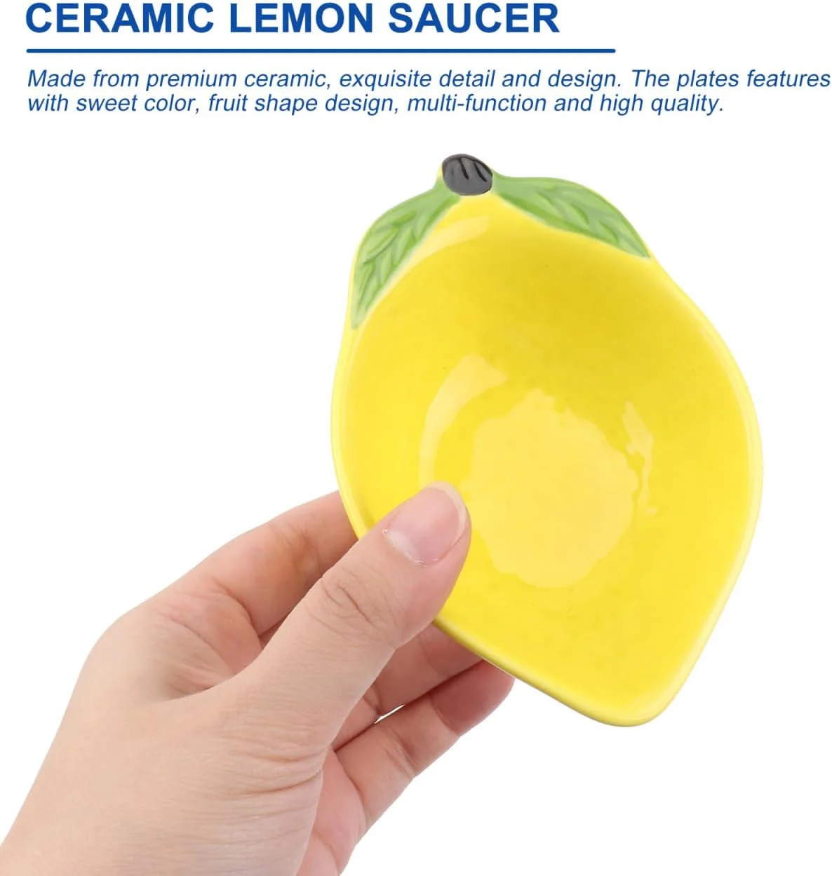 کاسه دسر سرامیکی کیچوو طرح لیمو، کاسه چند منظوره میوه خوری کاسه سالاد کاسه سرو برای میوه تنقلات سالاد لیمویی زرد کاسه سرامیکی تزئینی برای ایده هدیه منزل 12 x 8.5 x 4 سانتی متر