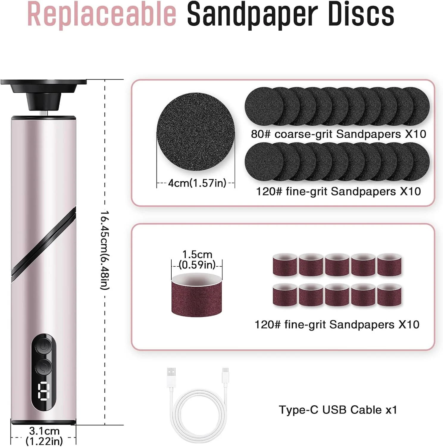 سوهان برقی پدیکور پا، سوهان پدیکور شارژی 2 در 1 بی سیم، حداکثر 900 دور در دقیقه، دارای 9 سرعت قابل تنظیم، اسکرابر پا برای از بین بردن پوست های مرده و ترک خورده (تک بسته)