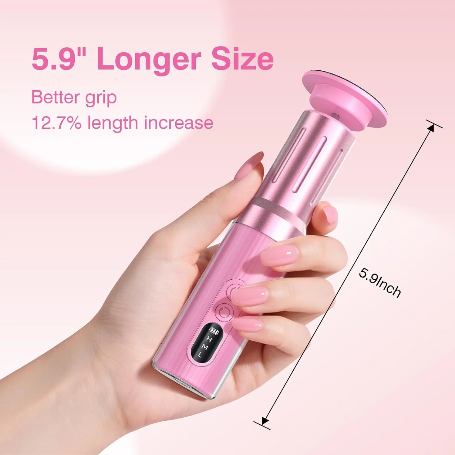 سوهان برقی پاشنه پا با طول 15 سانتی متر، سوهان برقی بی سیم پا، سوهان پا شارژی 6 سرعته قابل تنظیم، سمباده پا برای از بین بردن پینه، ابزار پدیکور با 20 عدد دیسک سمباده، صورتی