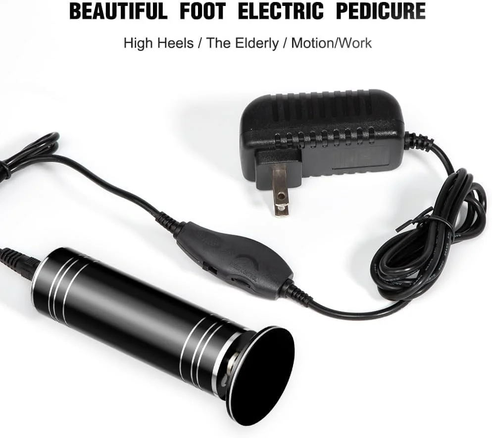 دستگاه سوهان برقی پا، سنگ پا برقی، اسکرابر پا، ابزار پدیکور و از بین بردن پوست های ترک خورده، خشک و مرده همراه با دیسک سمباده ای تعویضی