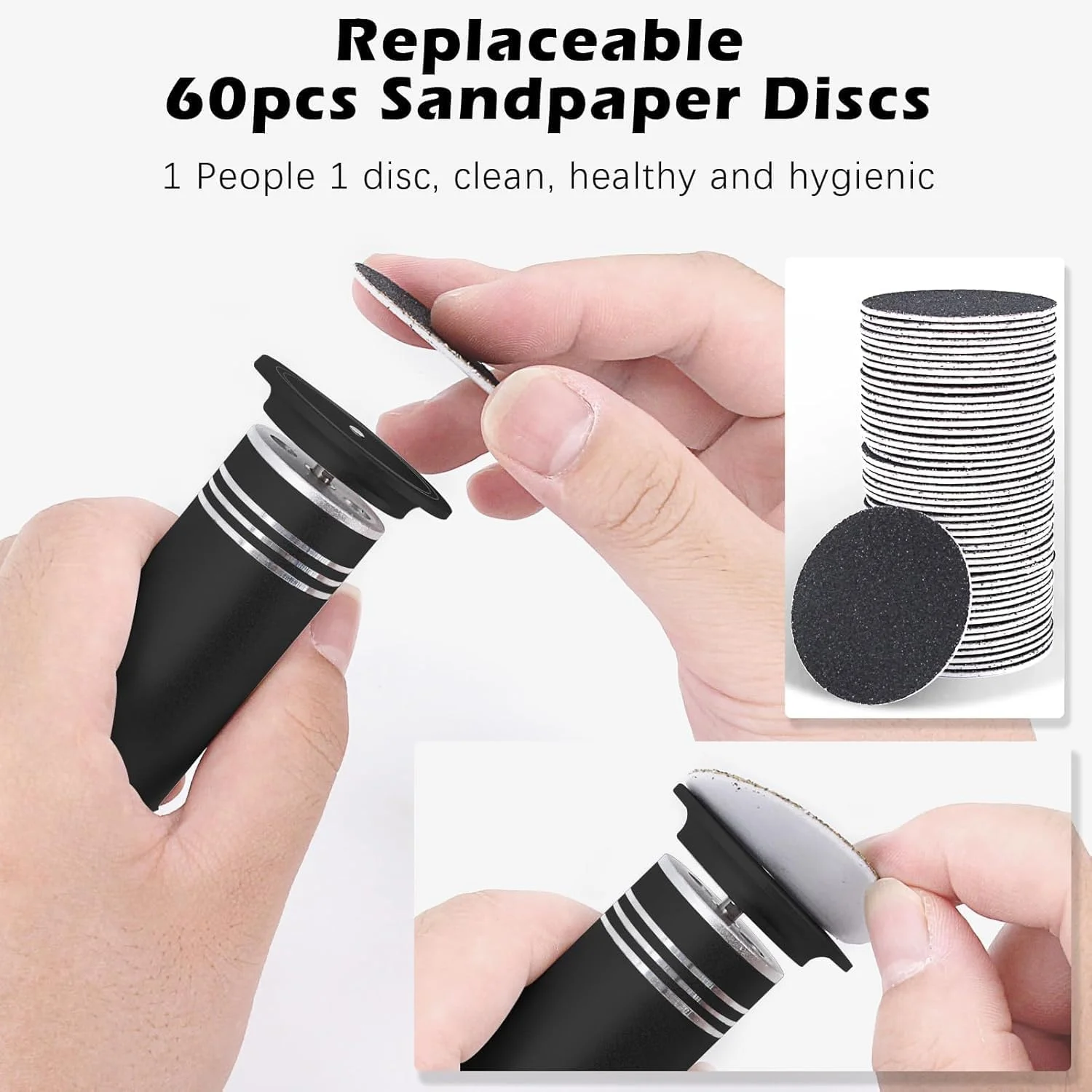 دستگاه سوهان برقی پا، سنگ پا برقی، اسکرابر پا، ابزار پدیکور و از بین بردن پوست های ترک خورده، خشک و مرده همراه با دیسک سمباده ای تعویضی