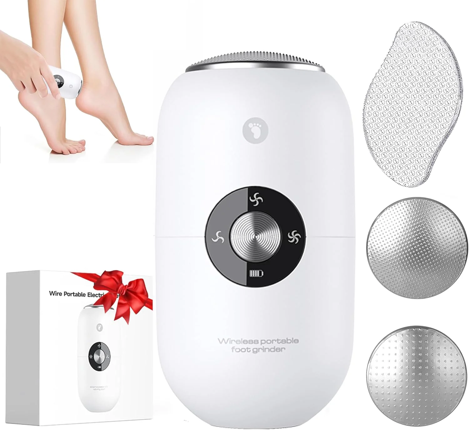 Electric Foot Callus Remover for Women Men, Electric Foot File with Stainless Steel Heads, Rechargeable Callus Remover for Feet, Portable Feet Grinder for Cracked Dry Heels, Dead Skin Calluses