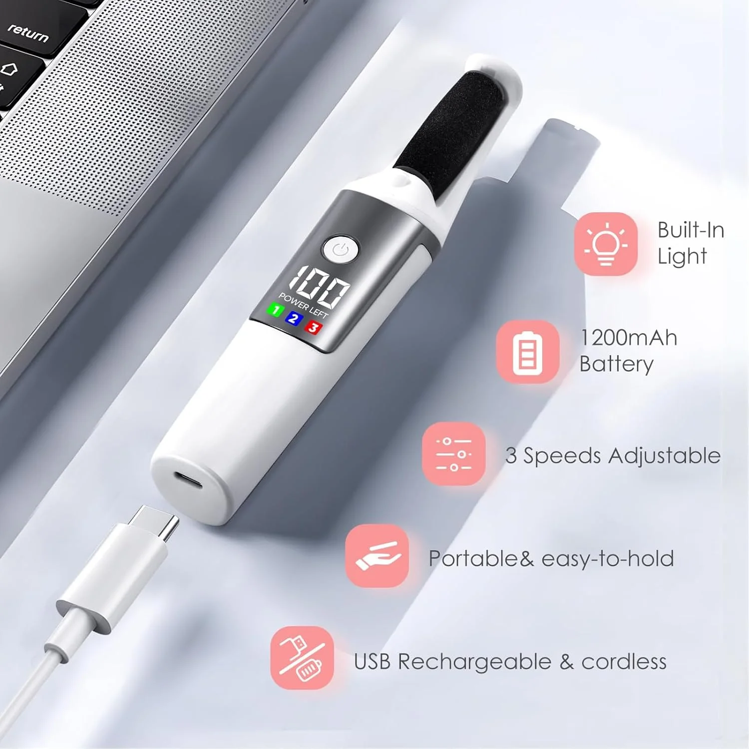 Electric Foot Scrubber, 10-in-1Rechargeable Callus Remover For Feet, Pedicure Tool with 3 Rollers & 3 Speeds Foot Scrubber, Professional Dead Skin Remover for Smooth Feet Electric Callus Remover Kit