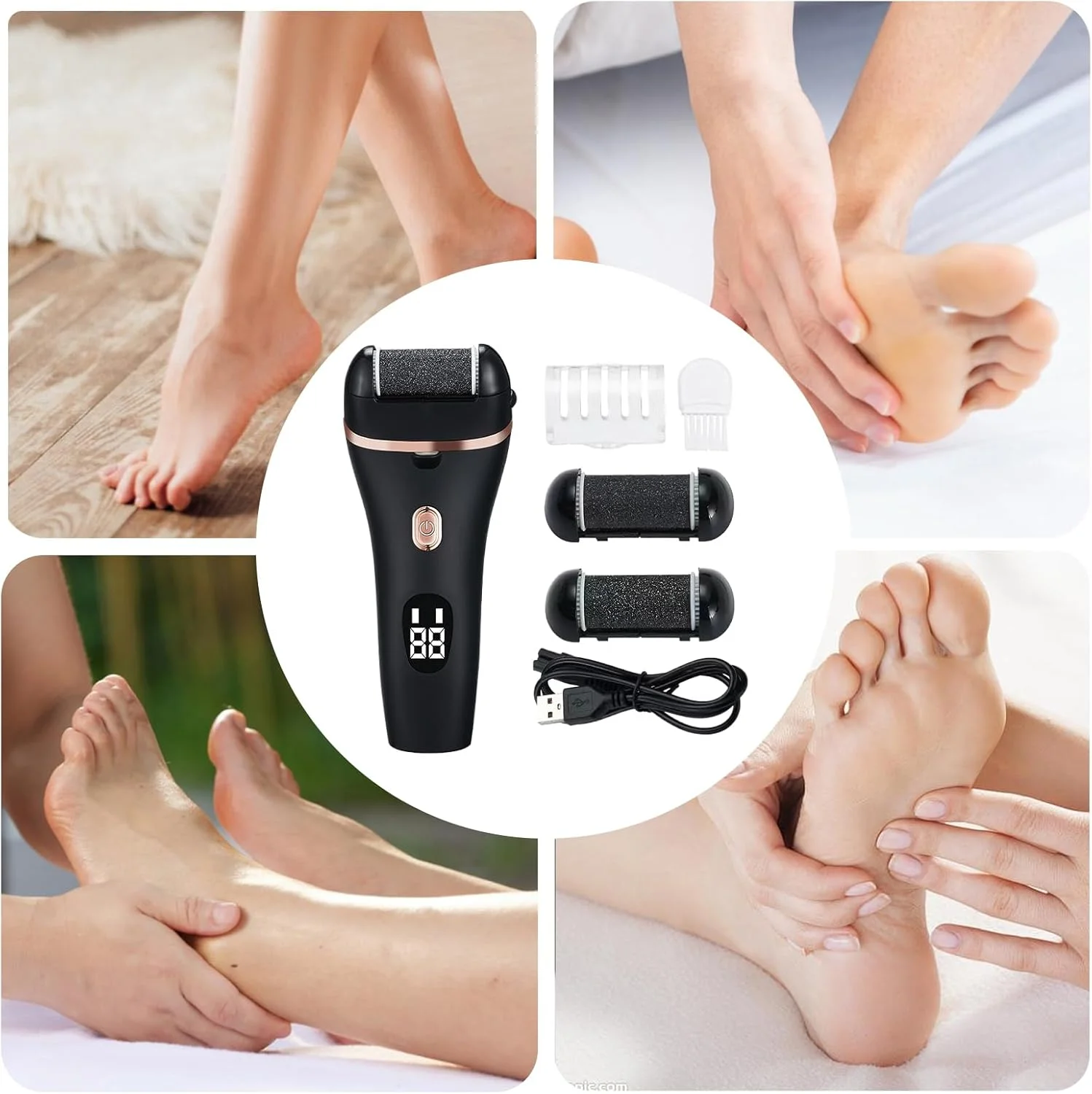 Foot Callus Remover Tool Electric | Water-Resistant Pedicure Sander,Rechargeable Cordless Digital Foot Grinder with Light for Home Salon Spa Shower Pedicure Callus Removal Foot Callus Remover Tool Electric | Water-Resistant Pedicure Sander,Rechargeable Cordless Digital Foot Grinder with Light for Home Salon Spa Shower Pedicure Callus Removal