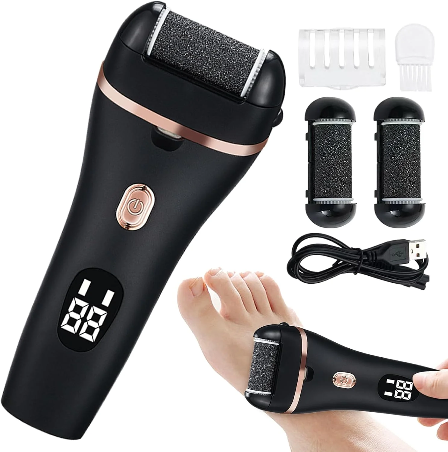 Foot Callus Remover Tool Electric | Water-Resistant Pedicure Sander,Rechargeable Cordless Digital Foot Grinder with Light for Home Salon Spa Shower Pedicure Callus Removal Foot Callus Remover Tool Electric | Water-Resistant Pedicure Sander,Rechargeable Cordless Digital Foot Grinder with Light for Home Salon Spa Shower Pedicure Callus Removal