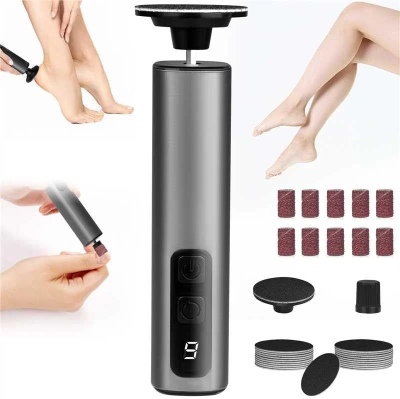 سوهان برقی پا، سوهان پا 2 در 1، 9 سرعت قابل تنظیم، سمباده برقی حرفه ای پا با باتری قابل شارژ، اسکرابر پدیکور پا برای زنان و مردان