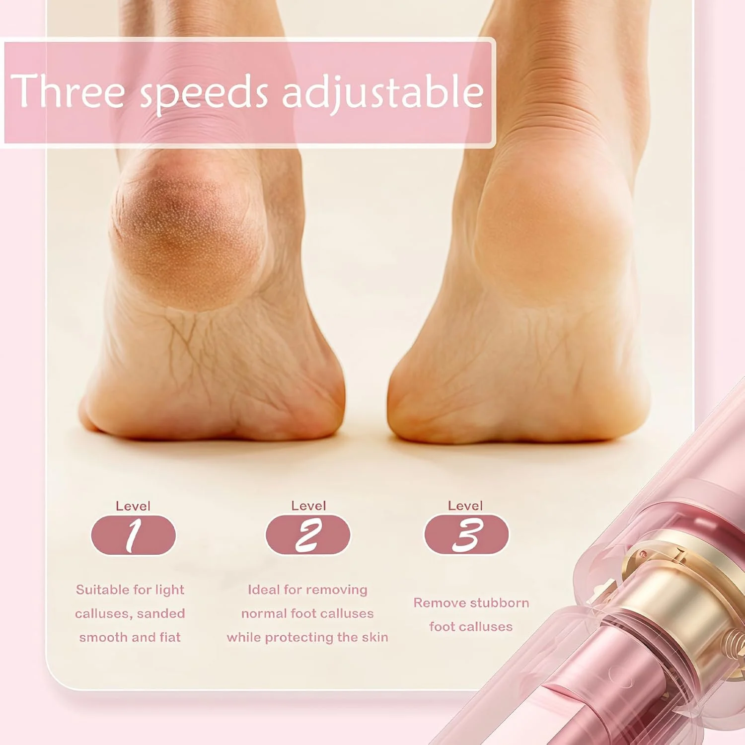 سوهان برقی پدیکور پا، از بین برنده پوست سفت و پینه پا بدون سیم با 30 عدد سمباده و کیف نگهداری، ابزار حرفه ای پدیکور با سرعت قابل تنظیم برای از بین بردن پوست مرده پا