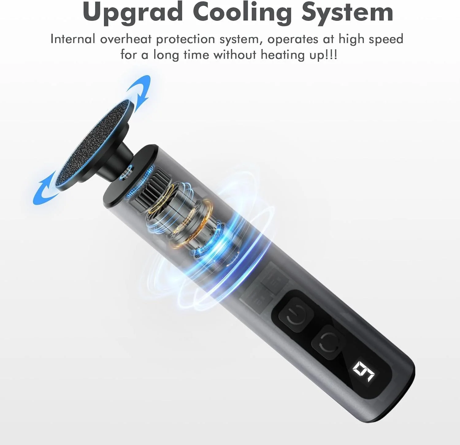 سوهان برقی پا، ابزار پدیکور پوست مرده با 9 سرعت، سوهان حرفه ای پا با دیسک های سمباده ای تعویضی، ابزار پدیکور برای آقایان و بانوان، مشکی