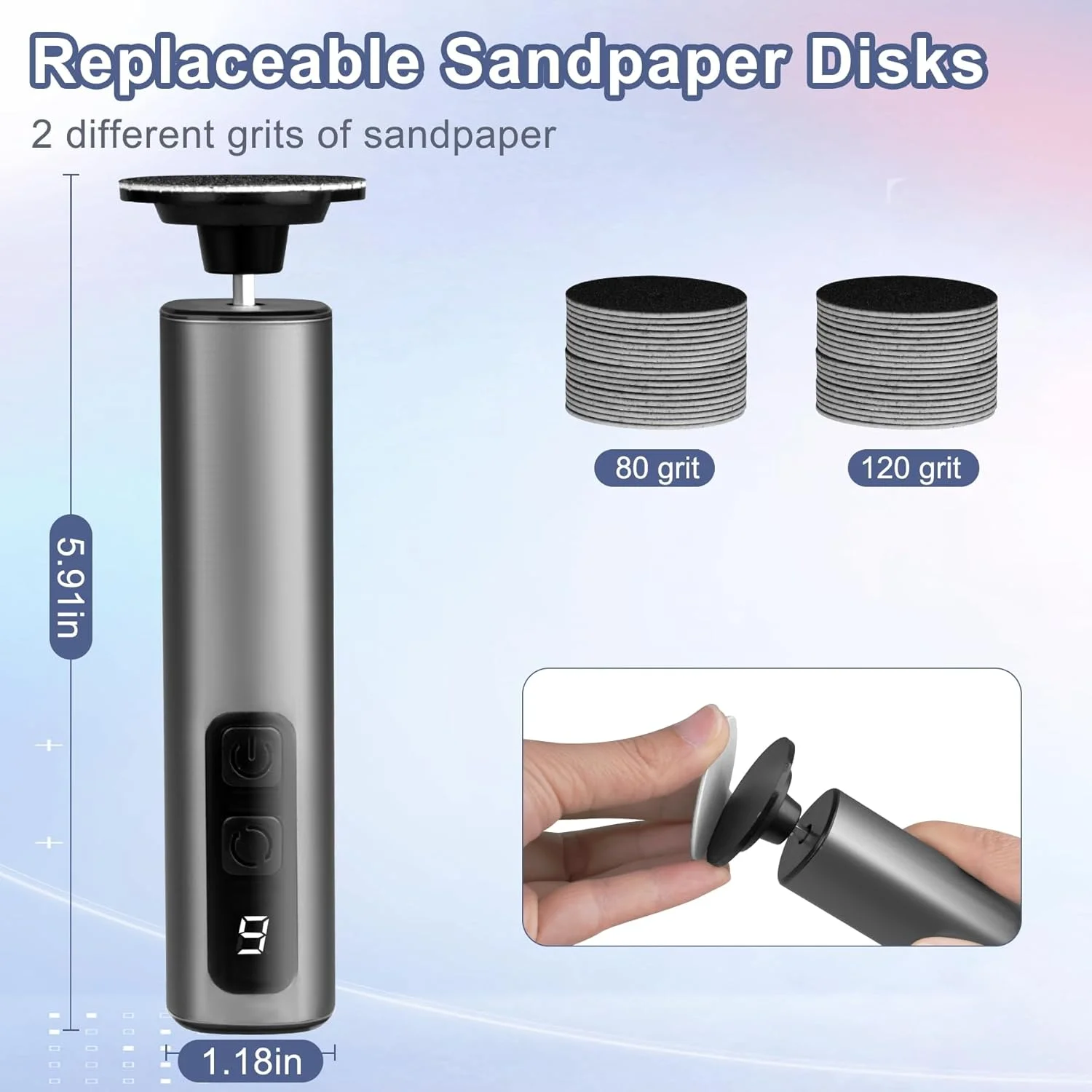 سوهان برقی پا، سوهان پا 2 در 1، 9 سرعت قابل تنظیم، سمباده برقی حرفه ای پا با باتری قابل شارژ، اسکرابر پدیکور پا برای زنان و مردان