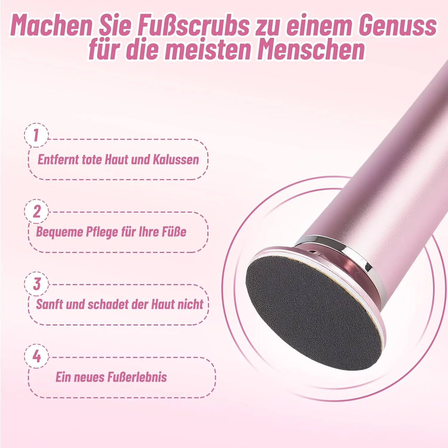 سوهان برقی پینه پا، سوهان پینه شارژی، سوهان برقی پینه پا، غلطک های تعویض پا، لایه بردار پا، صورتی، زیبایی پا با دوشاخه USB