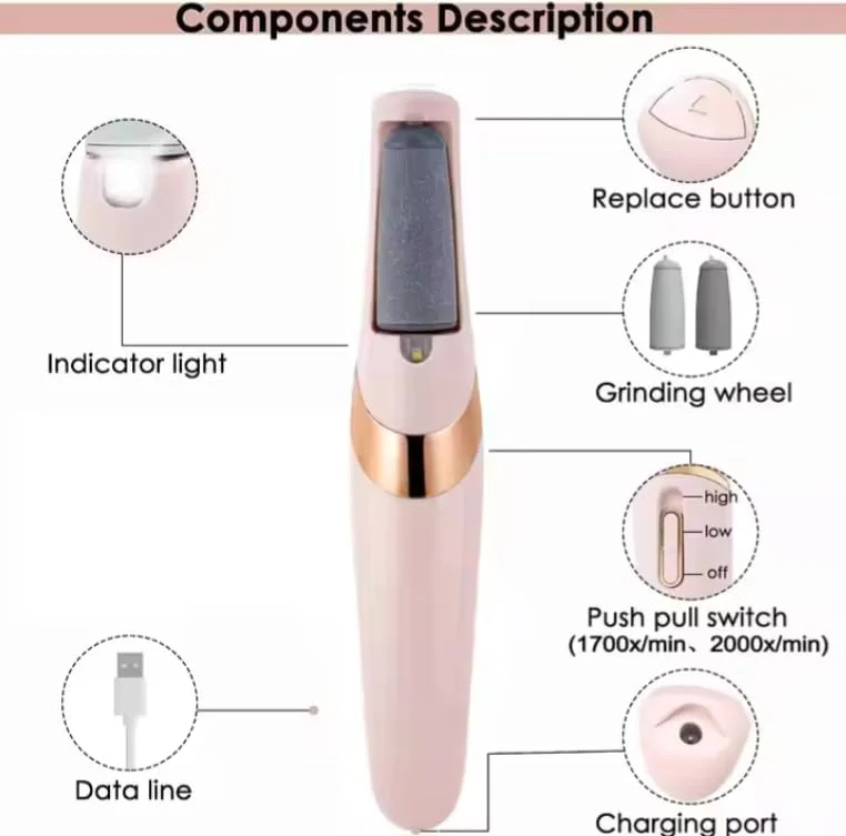 سوهان برقی پا، کیت پدیکور شارژی برای از بین بردن پوست مرده، مراقبت از پا