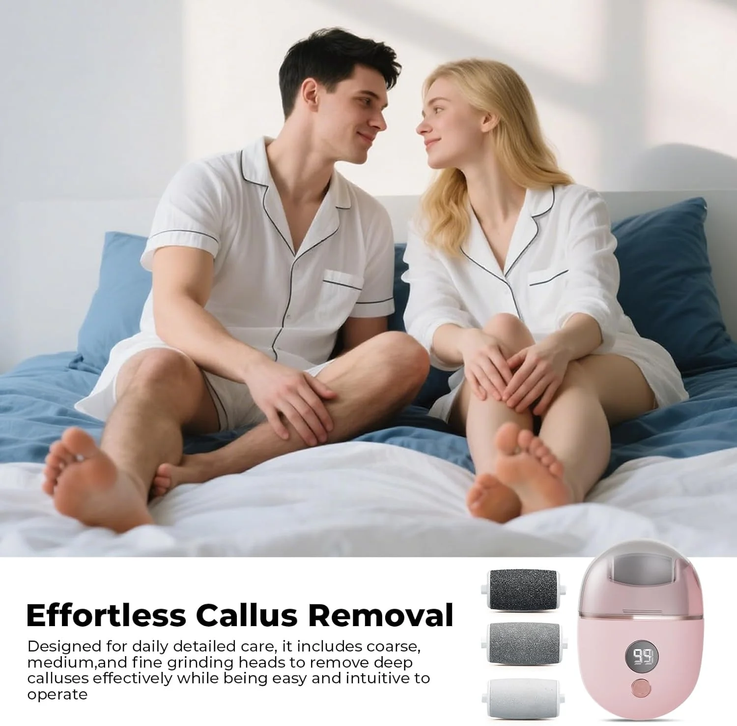 سوهان برقی پا، دستگاه برقی از بین برنده پینه پا، دستگاه شارژی با 3 سری، ابزار حرفه ای پدیکور با نمایشگر باتری برای پوست های خشک و مرده و پاشنه های ترک خورده