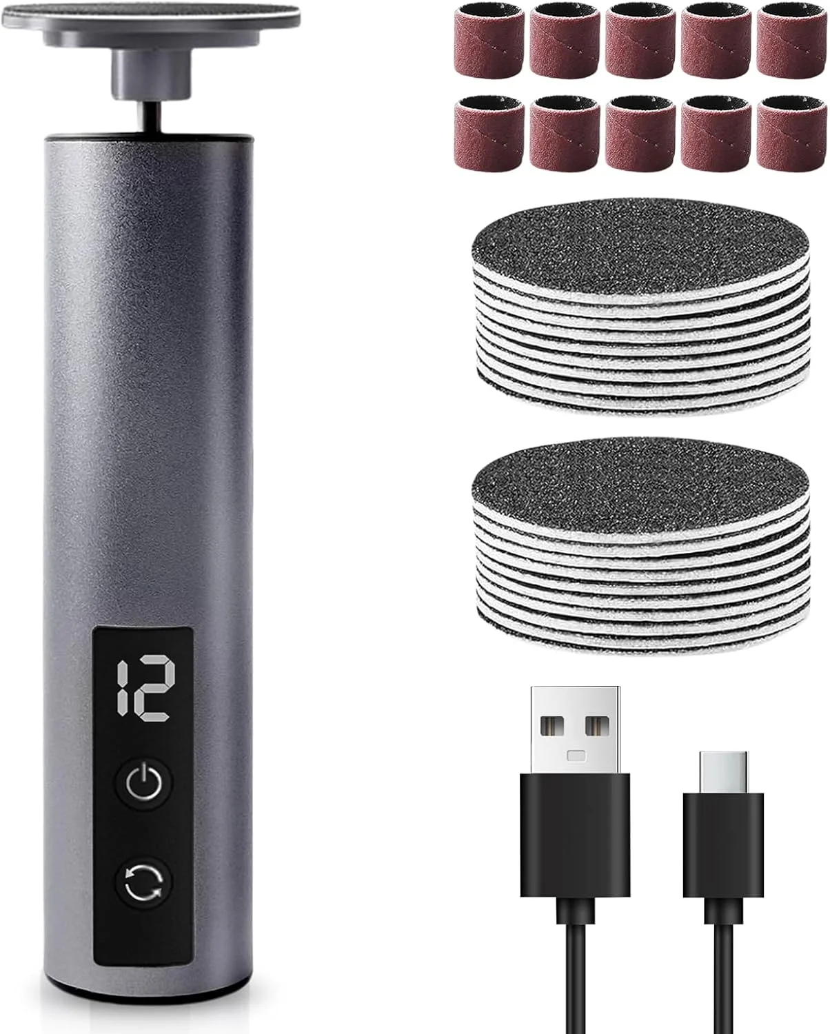 سوهان برقی پینه پا، سوهان برقی قابل شارژ پینه پا، ست پدیکور، مراقبت برقی پا با 3 سرعت قابل تعویض، سوهان پا برای از بین بردن پینه، مراقبت از پا و درخشش پا