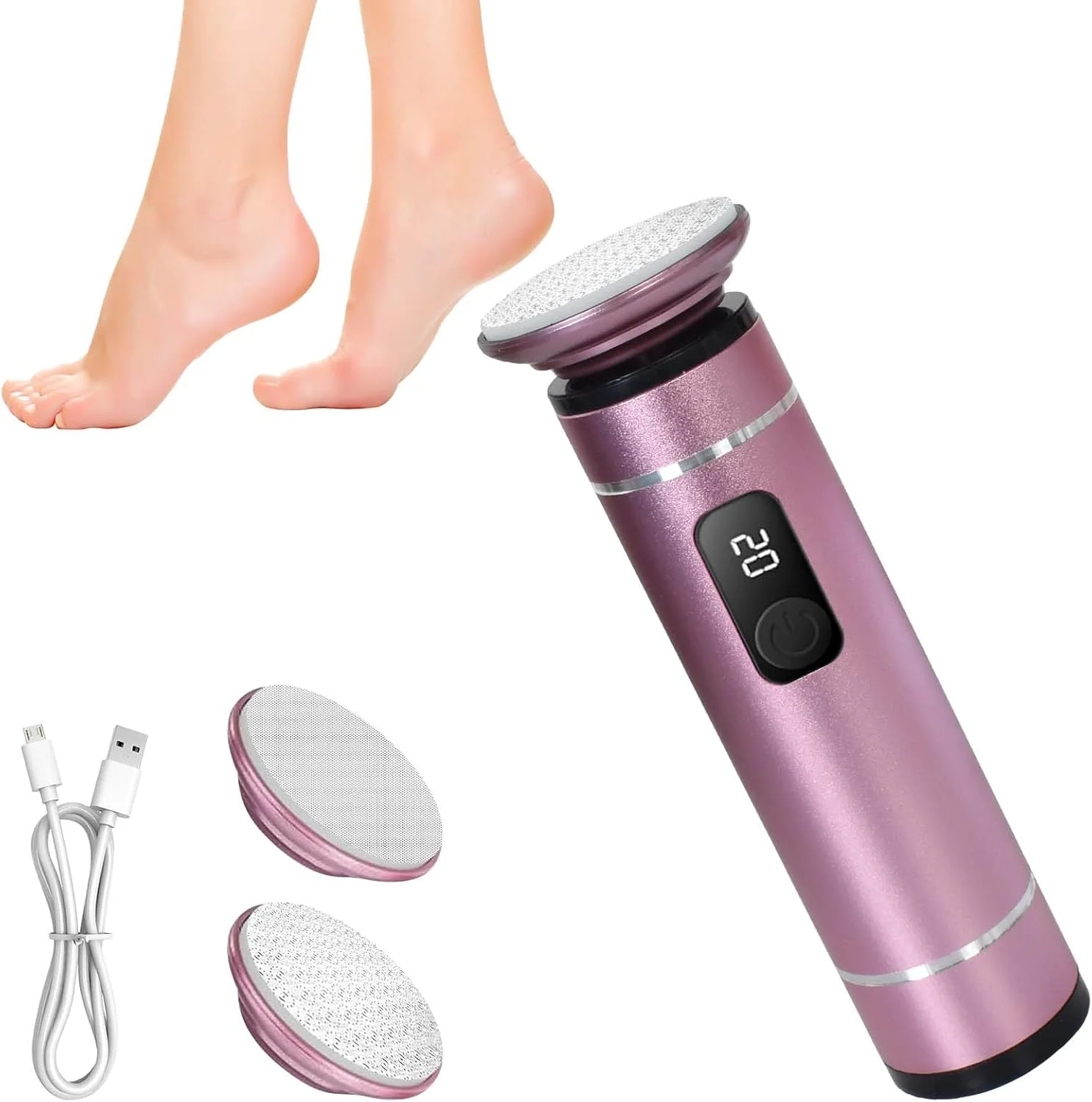سوهان برقی پا برای از بین بردن پینه، سوهان برقی حرفه ای، سوهان برقی قابل شارژ، دستگاه مراقبت از پا، دستگاه پدیکور برای پوست های ترک خورده و سخت مرده