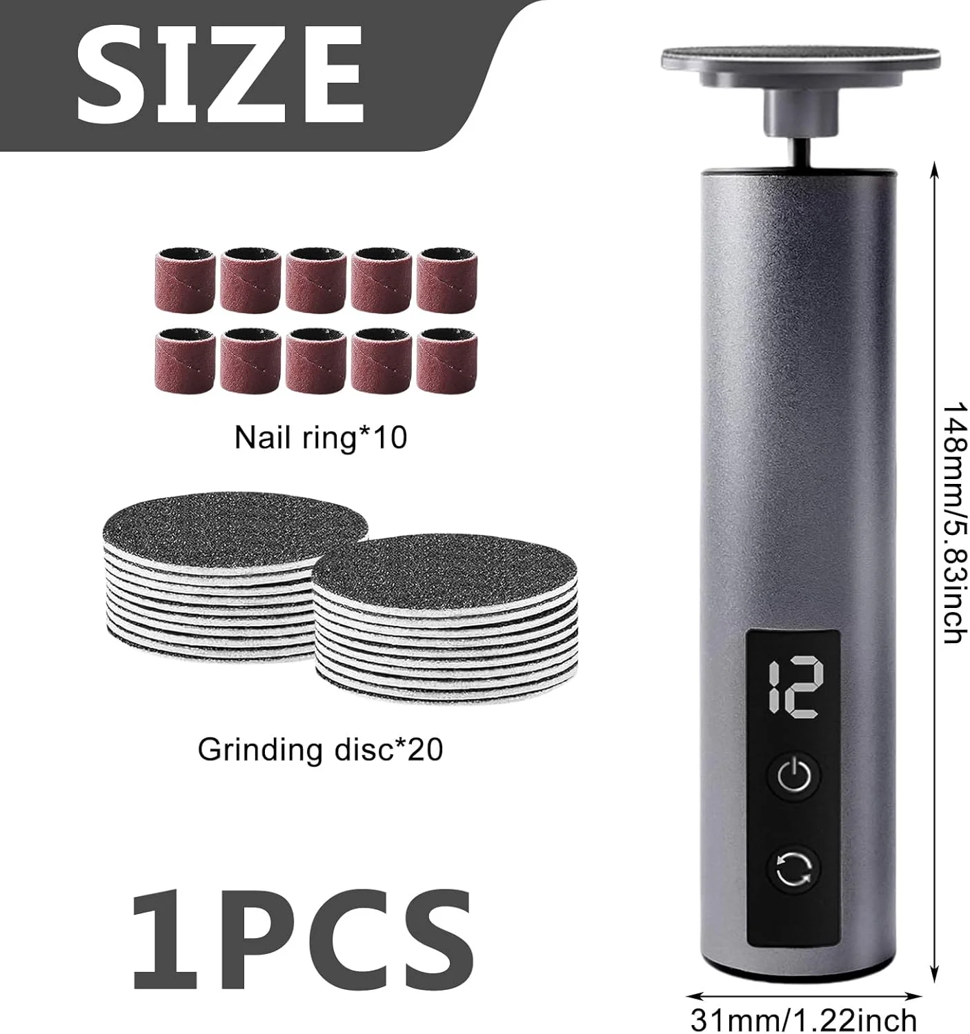 سوهان برقی پینه پا، سوهان برقی قابل شارژ پینه پا، ست پدیکور، مراقبت برقی پا با 3 سرعت قابل تعویض، سوهان پا برای از بین بردن پینه، مراقبت از پا و درخشش پا