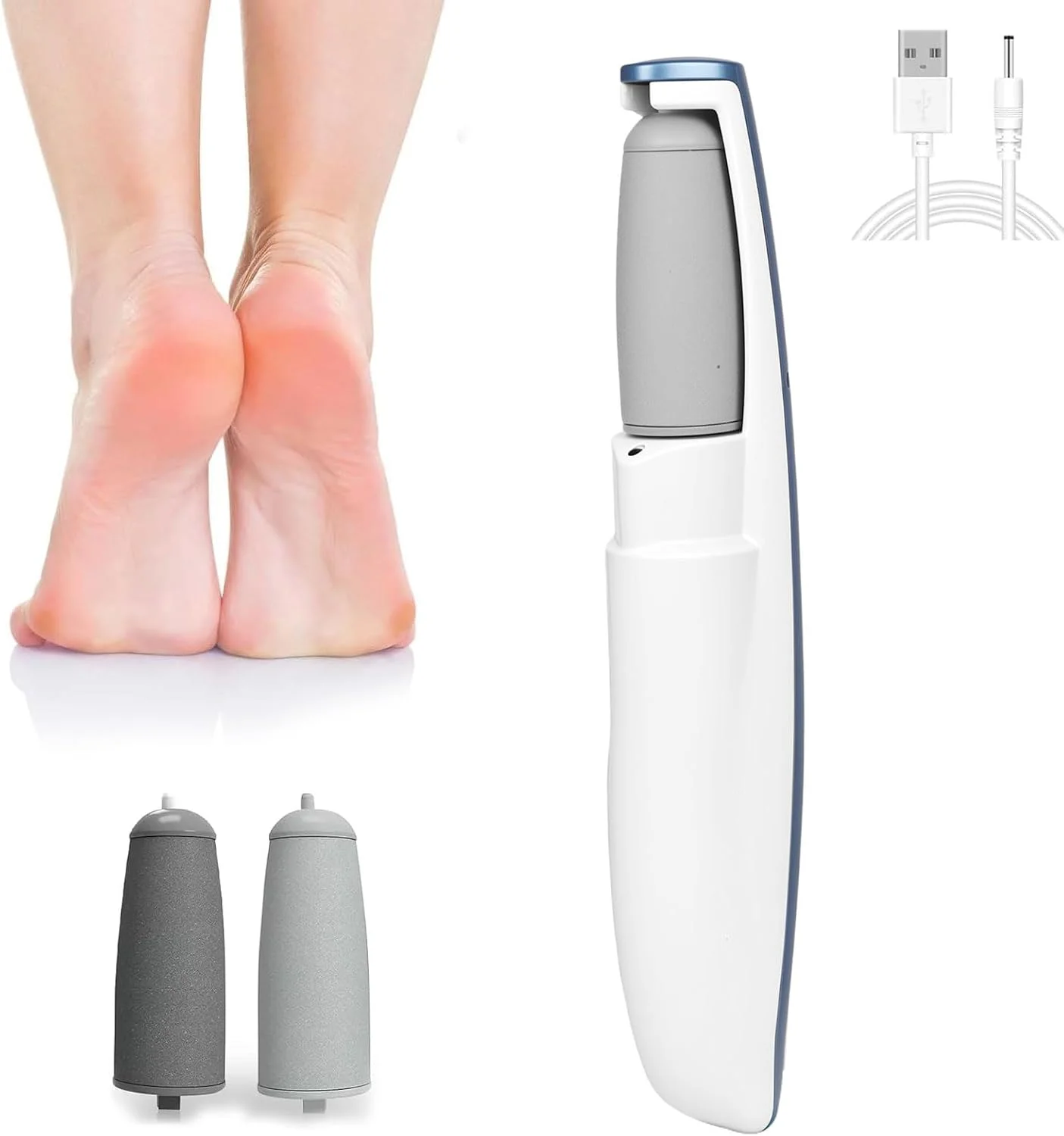 سوهان برقی پدیکور پا، سوهان برقی از بین برنده پینه پا، سمباده برقی پا، لایه بردار شارژی پا، ست پدیکور قوی برای پوست های مرده، ضخیم و پاشنه های ترک خورده