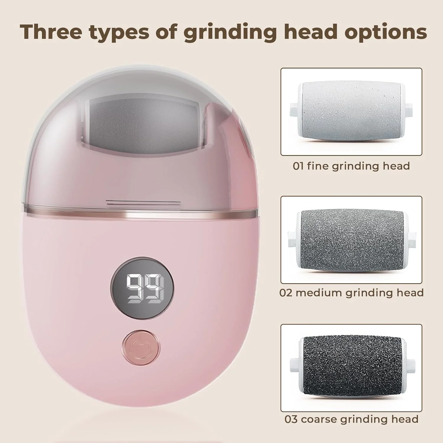 سوهان برقی پا، دستگاه برقی از بین برنده پینه پا، دستگاه شارژی با 3 سری، ابزار حرفه ای پدیکور با نمایشگر باتری برای پوست های خشک و مرده و پاشنه های ترک خورده