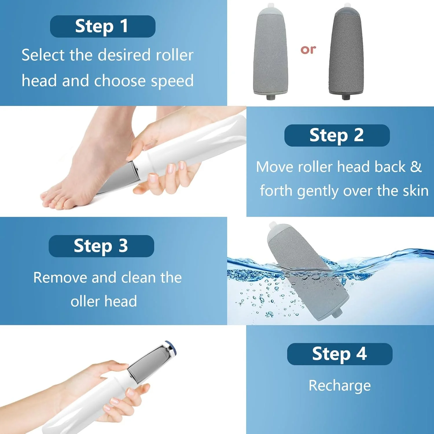 سوهان برقی پدیکور پا، سوهان برقی از بین برنده پینه پا، سمباده برقی پا، لایه بردار شارژی پا، ست پدیکور قوی برای پوست های مرده، ضخیم و پاشنه های ترک خورده