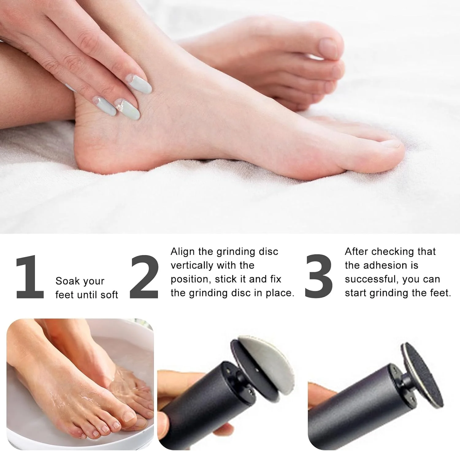 سوهان برقی پینه پا، سوهان برقی قابل شارژ پینه پا، ست پدیکور، مراقبت برقی پا با 3 سرعت قابل تعویض، سوهان پا برای از بین بردن پینه، مراقبت از پا و درخشش پا