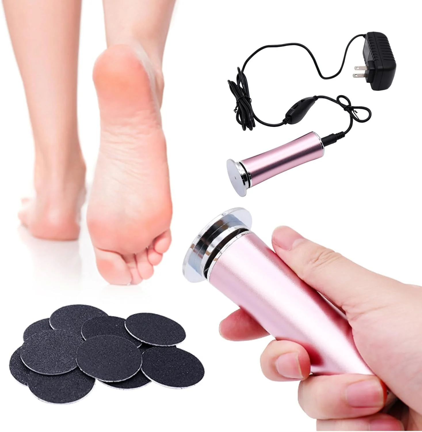 سوهان برقی پا، سوهان برقی بدون درد پا با 60 عدد دیسک سمباده ای تعویضی برای از بین بردن پوست مرده و پینه پا برای آقایان و بانوان (صورتی) سوهان برقی پا، سوهان برقی بدون درد پا با 60 عدد دیسک سمباده ای تعویضی برای از بین بردن پوست مرده و پینه پا برای آقایان و بانوان (صورتی)