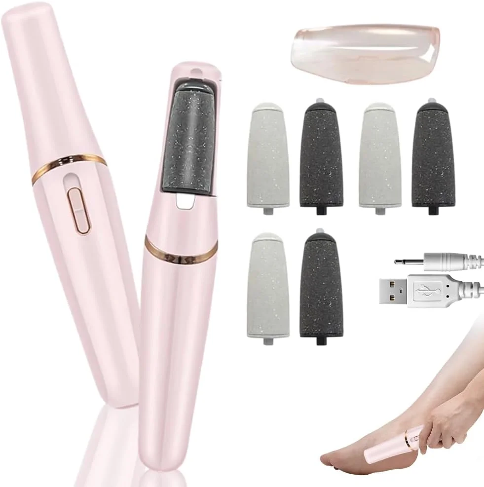 سوهان برقی پدیکور، ست پدیکور، سوهان برقی مراقبت از پا، ست سوهان برقی شارژی پا با سرهای سوهان قابل تعویض برای پوست های مرده، سفت و ترک خورده