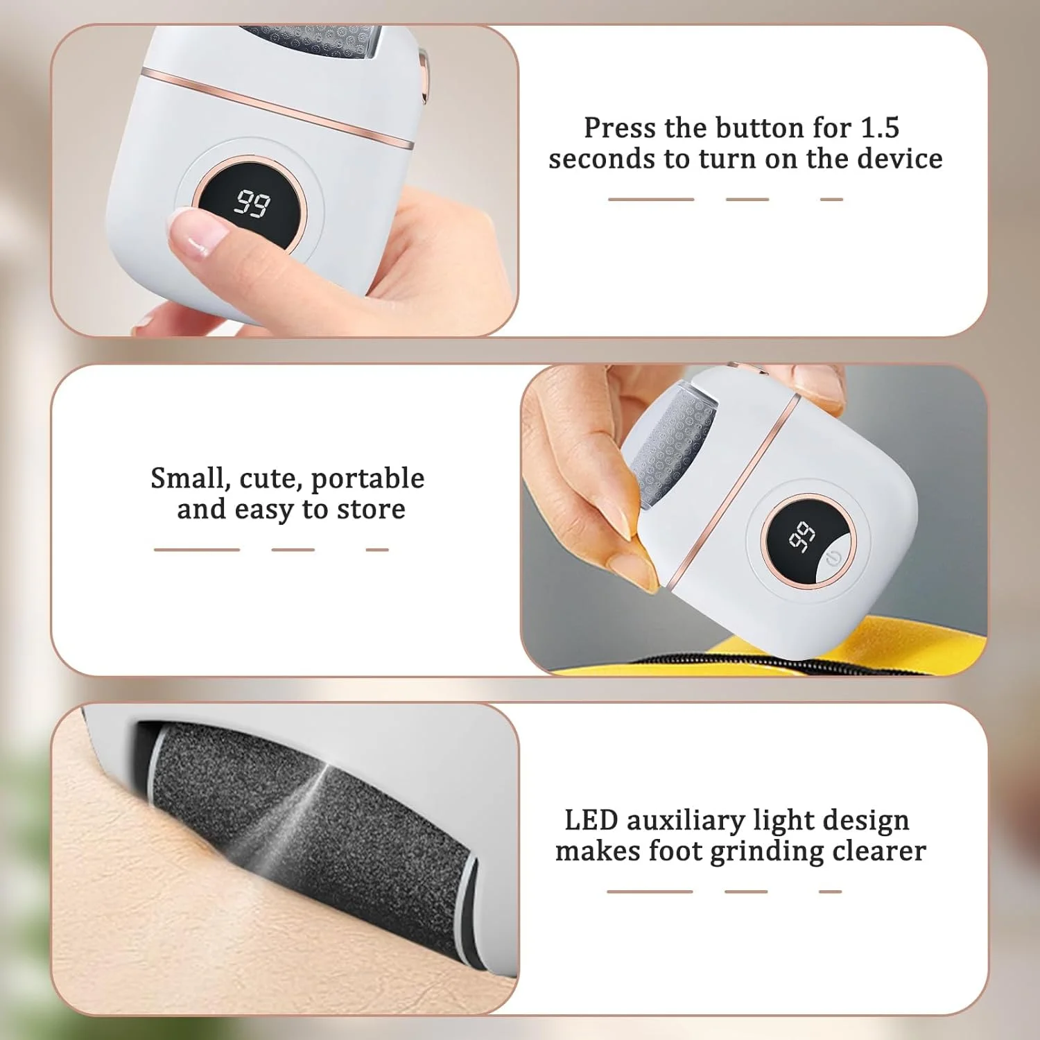 سوهان برقی پدیکور پا، ابزار پدیکور سوهان پا، مراقبت از پا برای پاشنه پا، پوست مرده سخت و ترک خورده، کیت مراقبت از پا با نمایشگر باتری