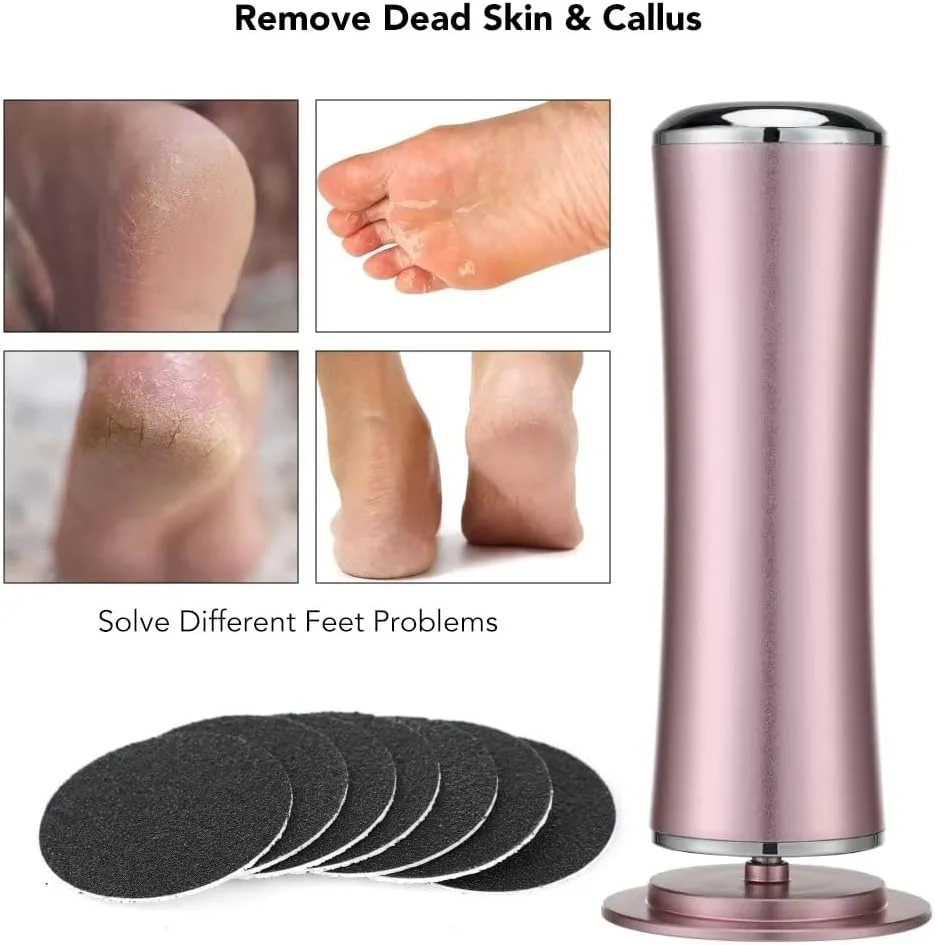 سوهان برقی پا برای از بین بردن پینه، مراقبت از پا، پاشنه پا، از بین بردن پوست مرده، مجموعه ابزار پدیکور، سمباده آسیاب برقی پا (صورتی)