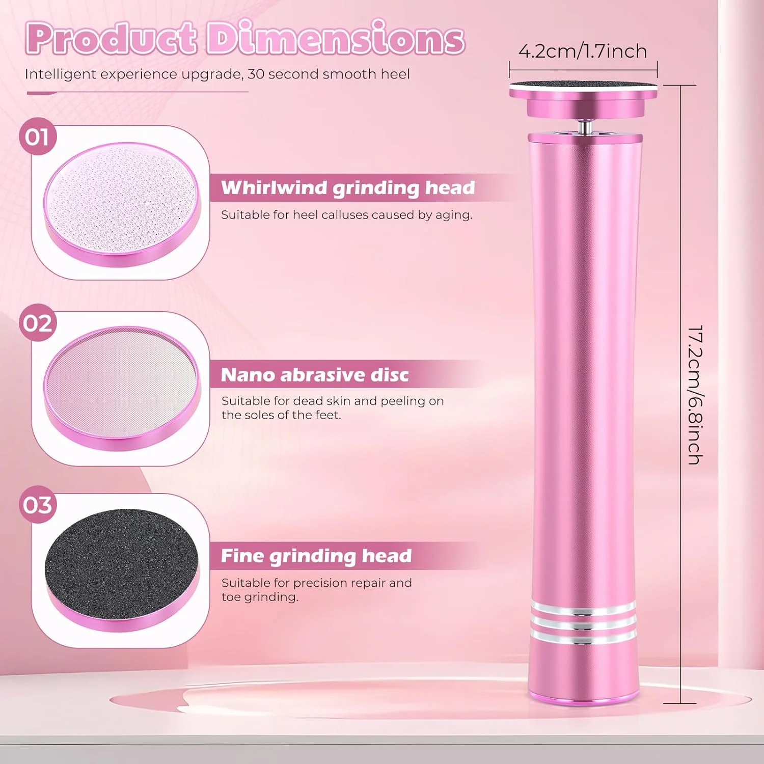 Electric Callus Remover, Electric Foot File, Pedicure, Pedicure Set, Foot Care, Electric Callus with 60 Interchangeable Foot Files, USB Rechargeable for Corns, Fissy Heels (Black)