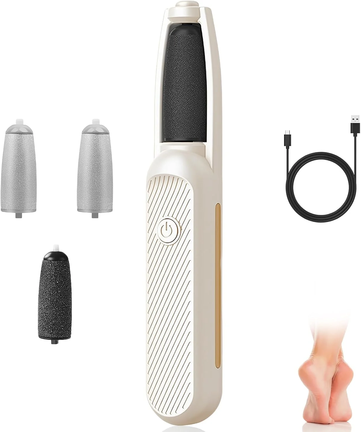 سوهان برقی پینه پا، سوهان برقی پا، دارای کابل شارژ USB، 4 سوهان قابل تعویض، ست پدیکور، مراقبت از پا، برقی، 3 سرعت، سفید سوهان برقی پینه پا، سوهان برقی پا، دارای کابل شارژ USB، 4 سوهان قابل تعویض، ست پدیکور، مراقبت از پا، برقی، 3 سرعت، سفید