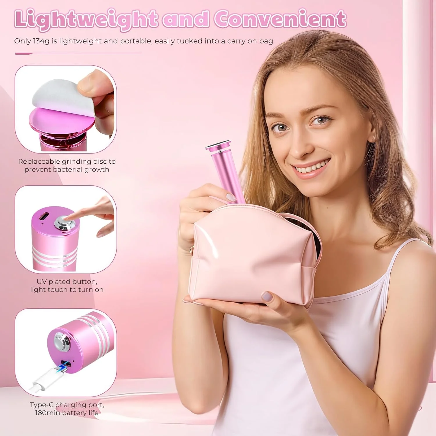 Electric Callus Remover, Electric Foot File, Pedicure, Pedicure Set, Foot Care, Electric Callus with 60 Interchangeable Foot Files, USB Rechargeable for Corns, Fissy Heels (Black)