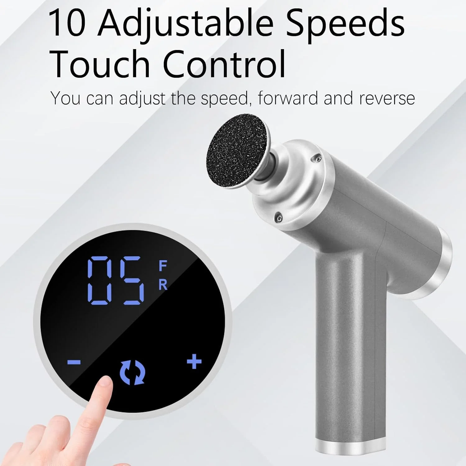 Electric Foot File Feet Hard Skin Remover 4500RPM, Adjustable Speed Foot Sander, Professional Electric Callus Remover for Women Men Calluses Dry Dead Skin Cracked Heel, Gray