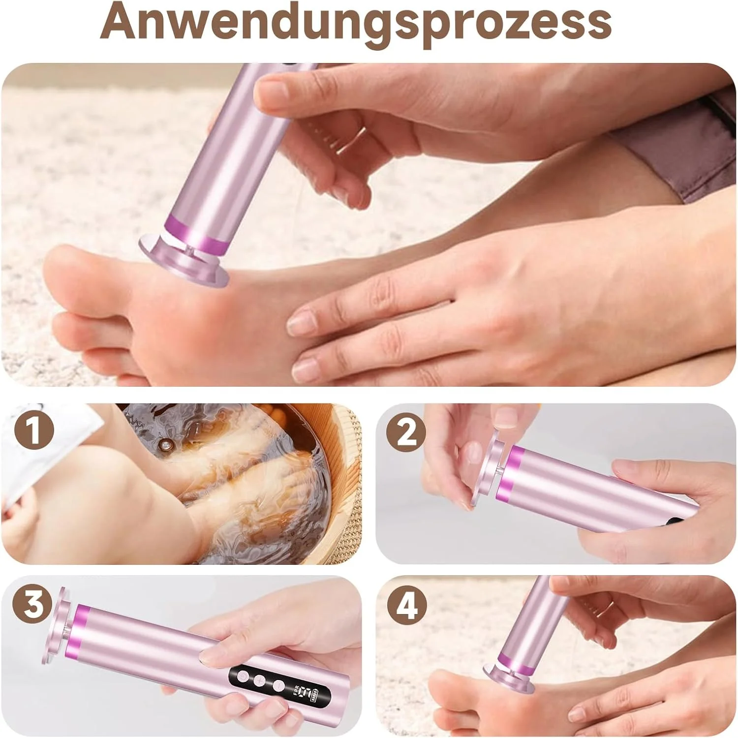 2-in-1 Electric Callus Remover for Feet, 9 Speeds Adjustable with Battery Indicator, Callus Removal Foot Pedicure Set with Sanding Disc for Dry and Cracked People (Pink)