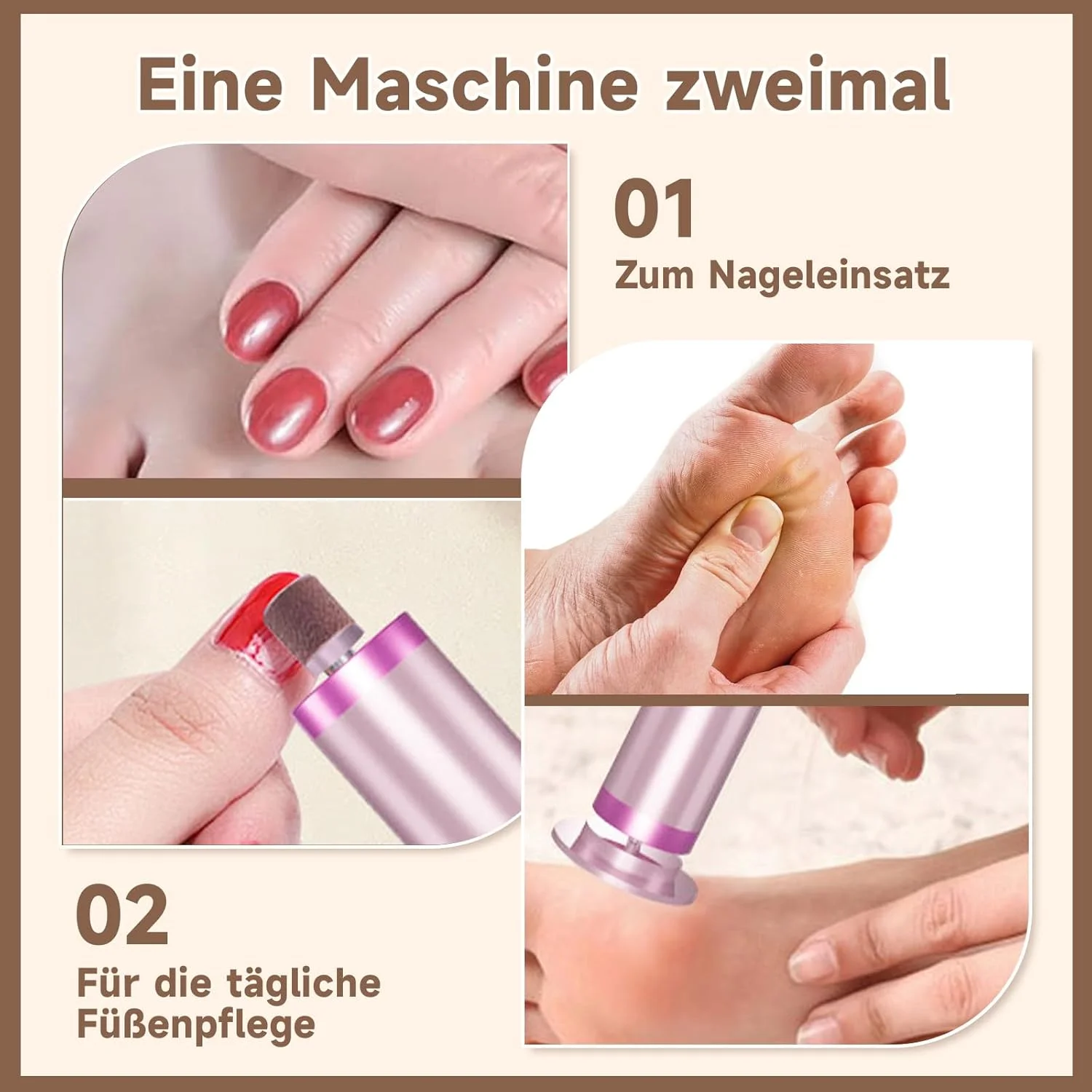 2-in-1 Electric Callus Remover for Feet, 9 Speeds Adjustable with Battery Indicator, Callus Removal Foot Pedicure Set with Sanding Disc for Dry and Cracked People (Pink)