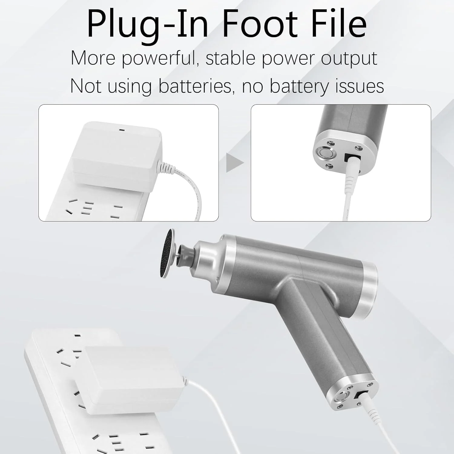 Electric Foot File Feet Hard Skin Remover 4500RPM, Adjustable Speed Foot Sander, Professional Electric Callus Remover for Women Men Calluses Dry Dead Skin Cracked Heel, Gray