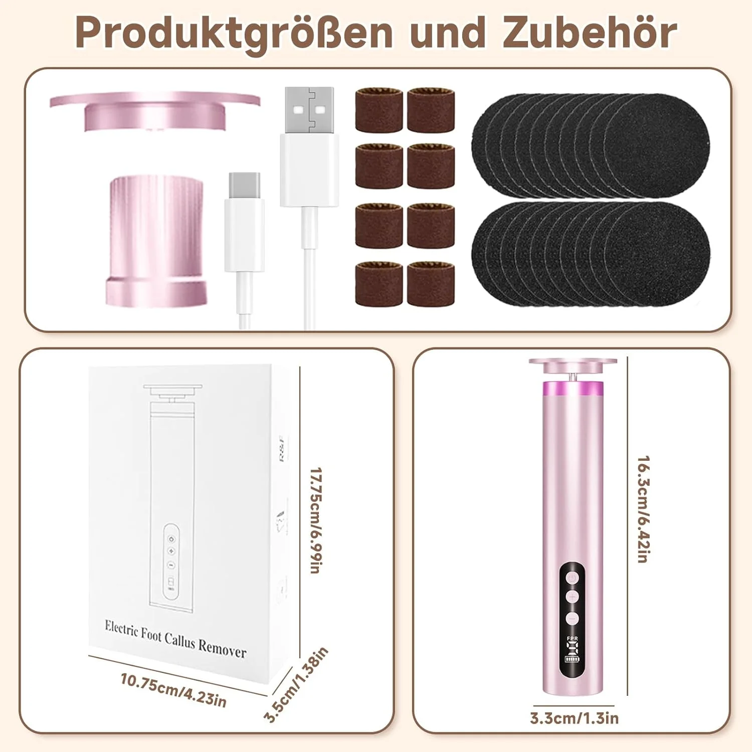 2-in-1 Electric Callus Remover for Feet, 9 Speeds Adjustable with Battery Indicator, Callus Removal Foot Pedicure Set with Sanding Disc for Dry and Cracked People (Pink)