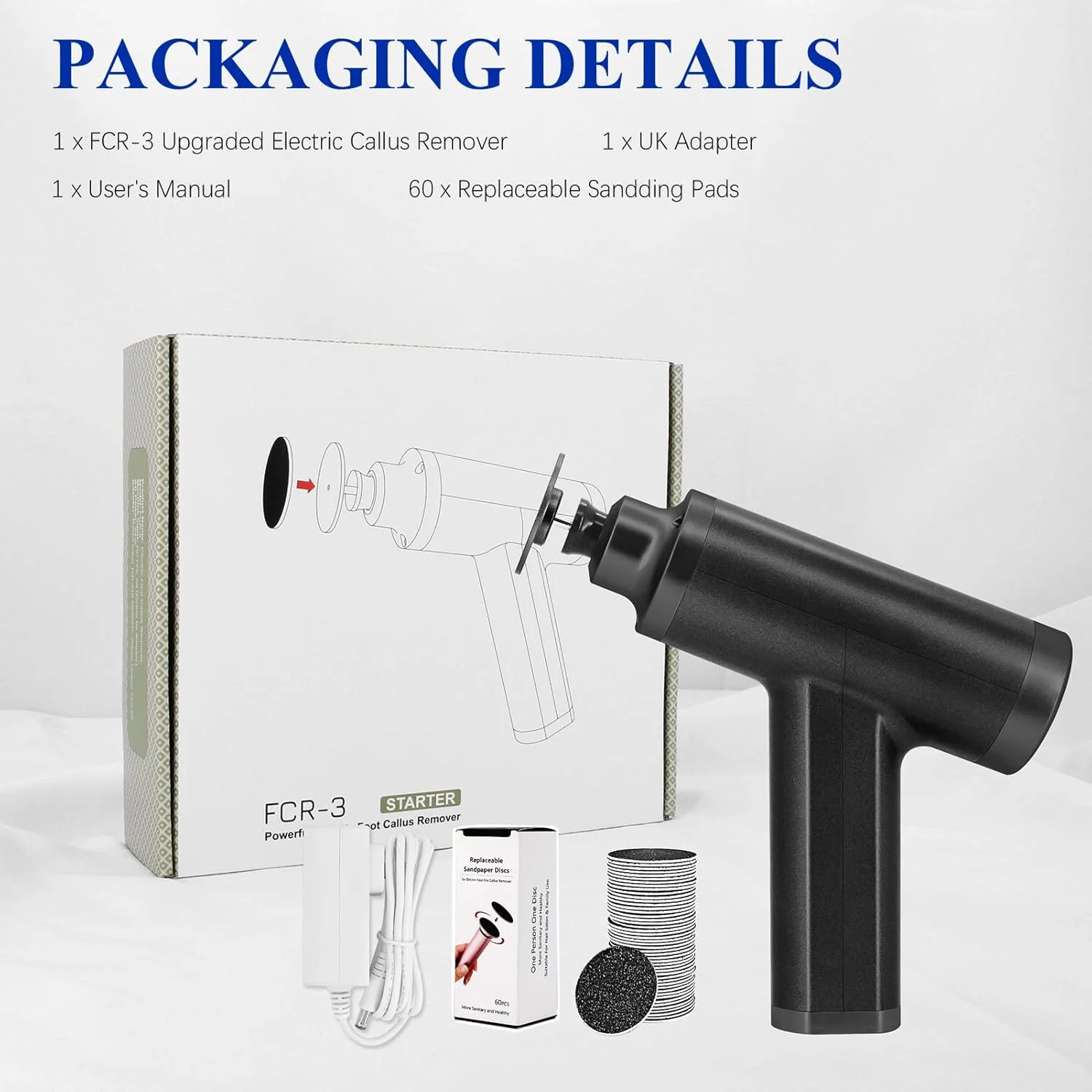 Electric Foot File Feet Hard Skin Remover, Adjustable Speed 4500rpm, Professional Electric Callus Remover Foot Sander for Women Men Dry Dead Skin Remover, Black