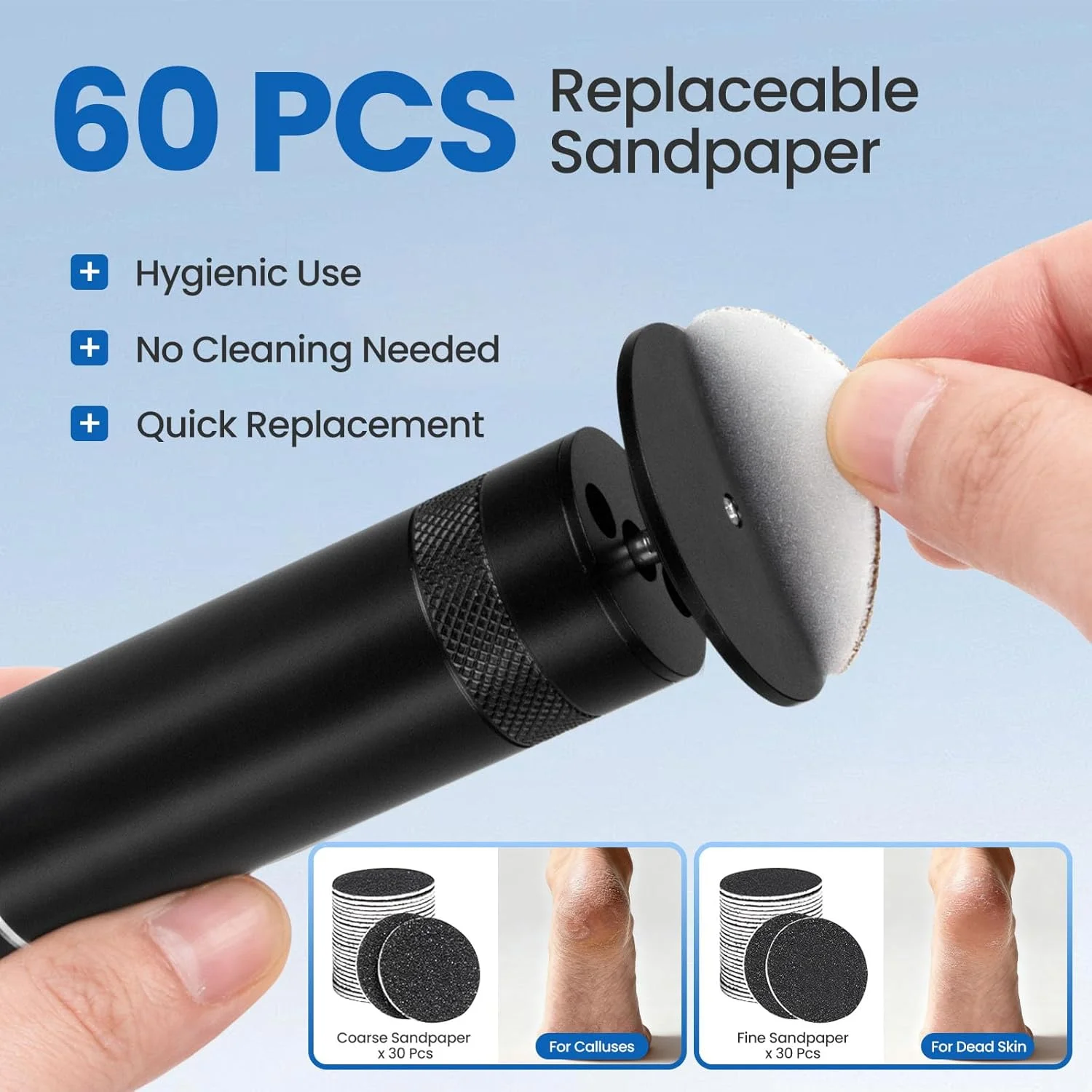 سوهان برقی پدیکور پا - سوهان برقی پا با سرعت قابل تنظیم به همراه 60 عدد دیسک سمباده ای مناسب برای از بین بردن پینه، پوست های مرده و ترک پاشنه آقایان و بانوان، ابزار حرفه ای پدیکور