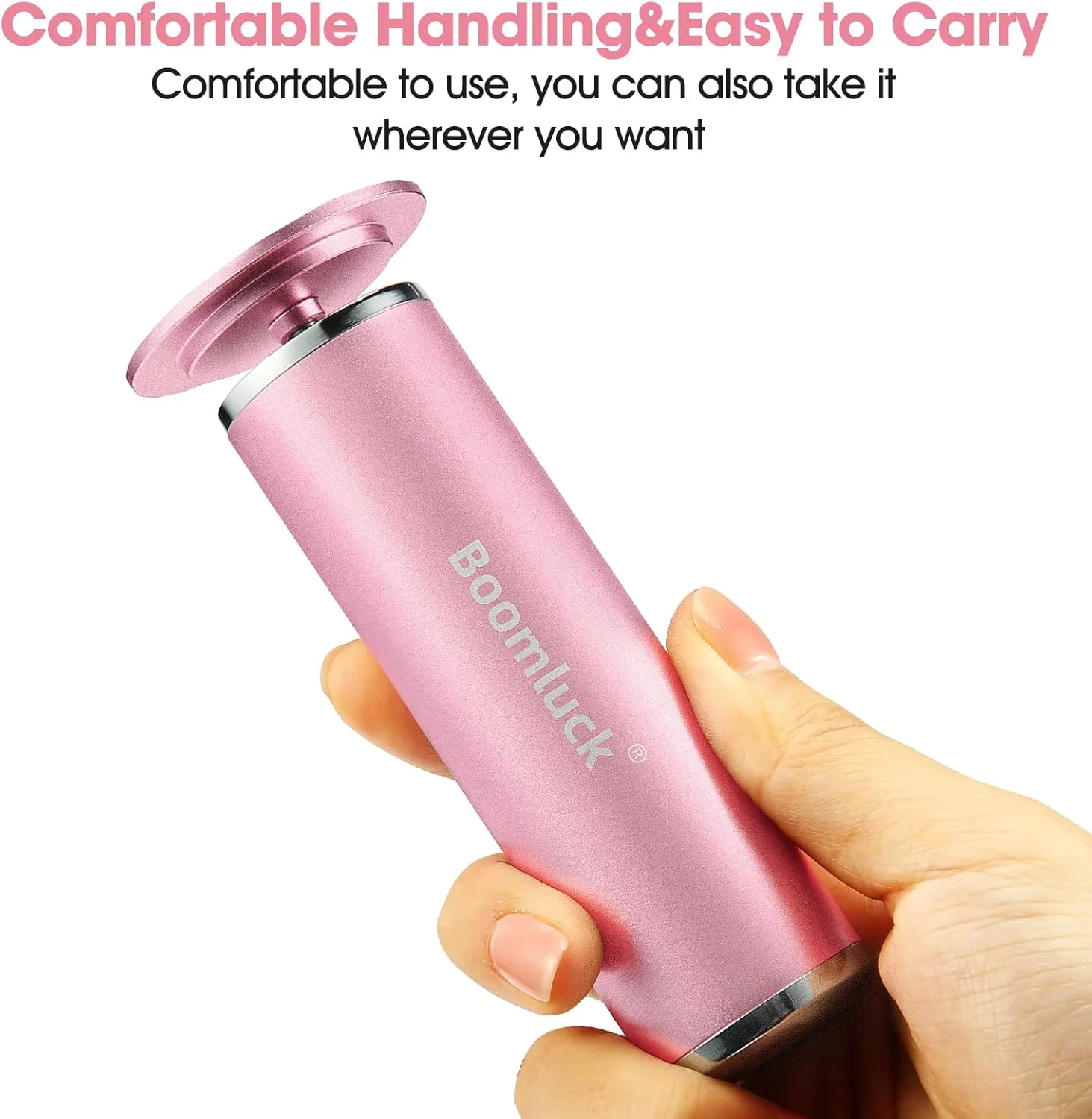 سوهان برقی پا برای از بین بردن پینه، سوهان برقی ارتقا یافته پا، سوهان پدیکور با سرعت قابل تنظیم به همراه 60 عدد دیسک سمباده برای پوست های مرده، خشک و ترک خورده، پوست سخت و پینه (صورتی)