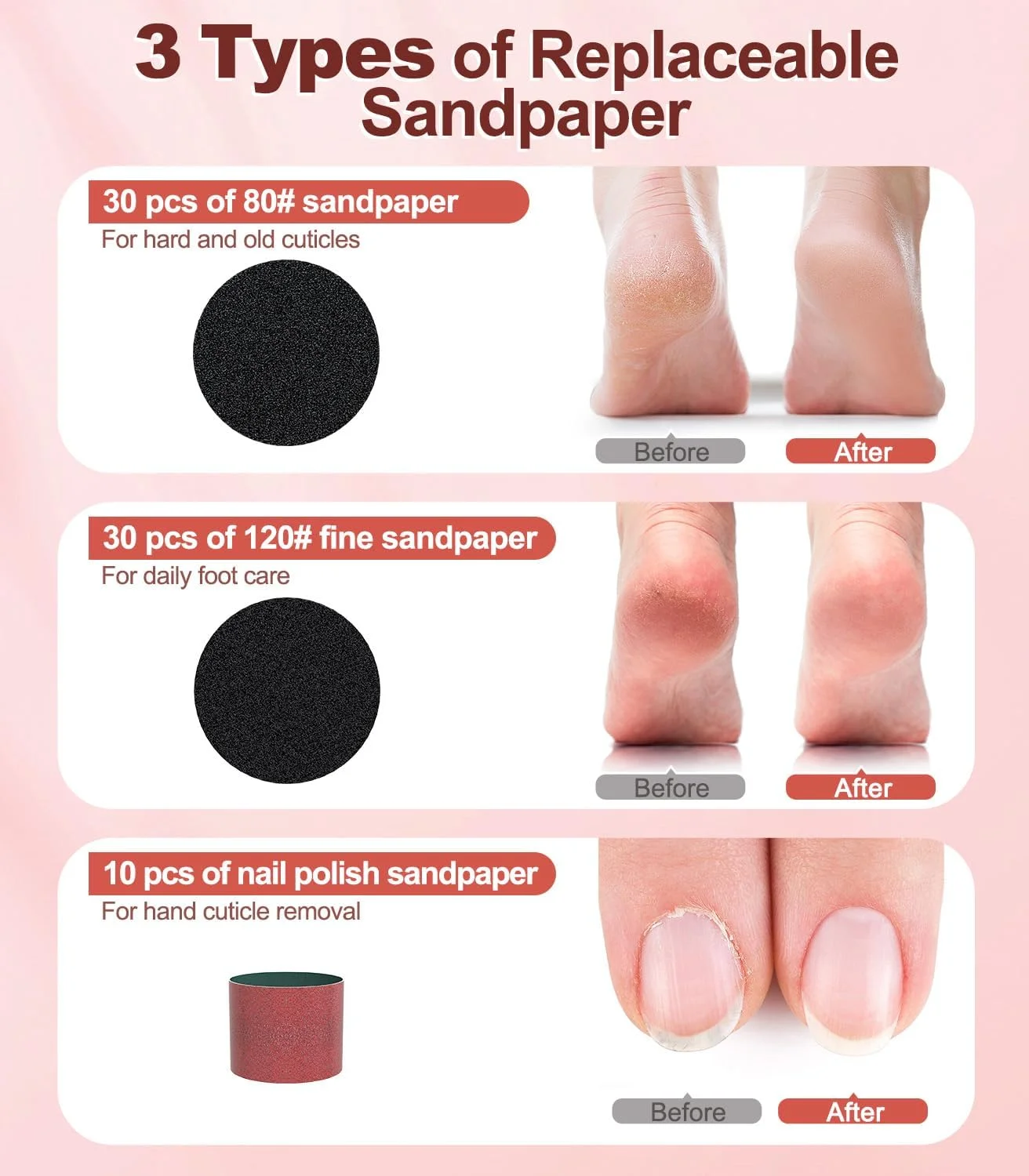 سوهان برقی پدیکور پا، سوهان برقی شارژی پا و دستگاه سنگ پا و پولیش ناخن 2 در 1 به همراه 60 عدد دیسک سمباده ای و 10 عدد حلقه سمباده ای، ابزار پدیکور حرفه ای آلومینیومی با 9 سرعت قابل تنظیم برای آقایان و بانوان