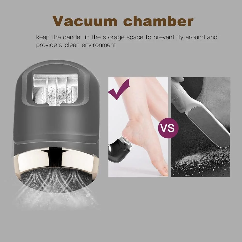 سوهان برقی پا، دستگاه حذف کننده پوست سفت شارژی، سنگ پا ضد آب برای پاشنه های ترک خورده، پینه ها و پوست های مرده با 3 سری سنگ زنی، 2 سرعت و 1 برس، نمایشگر باتری مدل MT-510 مشکی