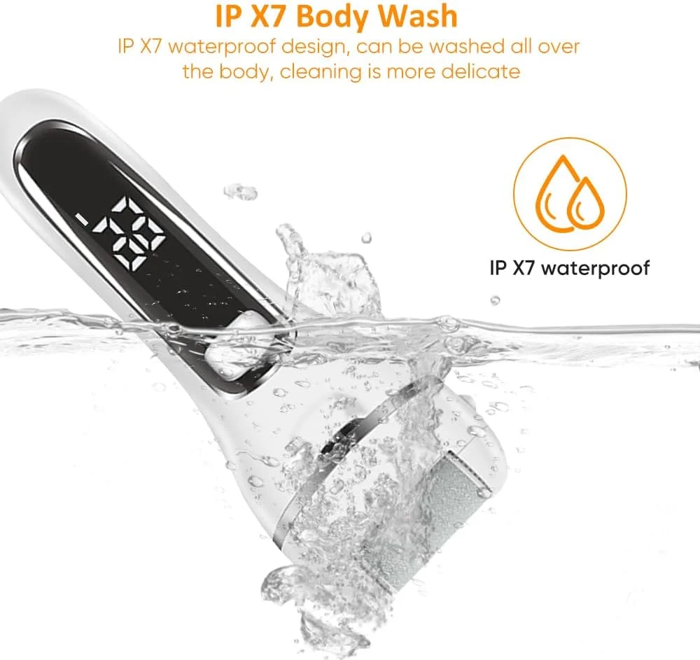 سوهان برقی پدیکور پا | سوهان برقی شارژی پا، اسکرابر برقی پا | ست پدیکور 18 تکه برای پاشنه های ترک خورده و پوست مرده با 3 سری غلتکی از کوانتوم لوکس (سفید الماسی)