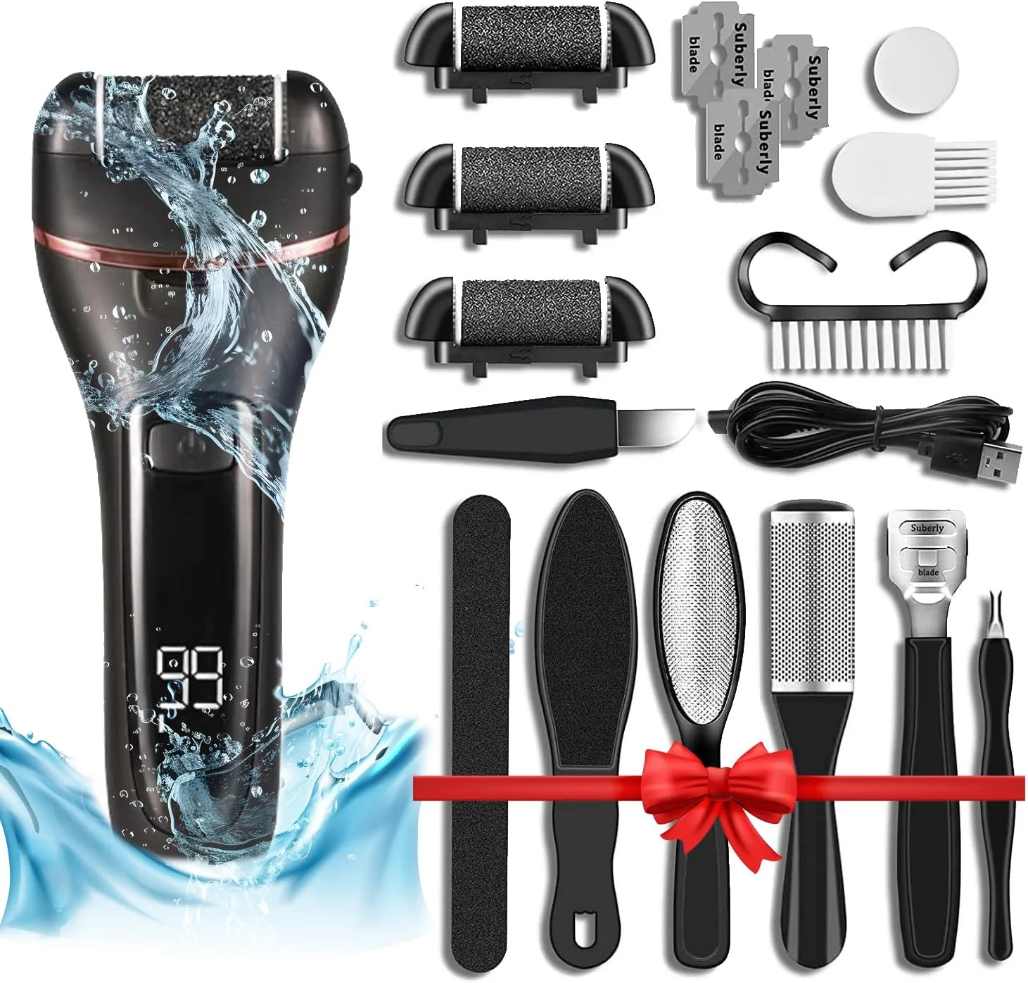 سوهان برقی پدیکور پا ECASA™، از بین برنده پوست سفت و ترک پا، کیت حرفه ای ضد آب 14 در 1 برای پاشنه های ترک خورده، پینه و پوست مرده با 3 غلتک و 2 سرعت سوهان برقی پدیکور پا ECASA™، از بین برنده پوست سفت و ترک پا، کیت حرفه ای ضد آب 14 در 1 برای پاشنه های ترک خورده، پینه و پوست مرده با 3 غلتک و 2 سرعت