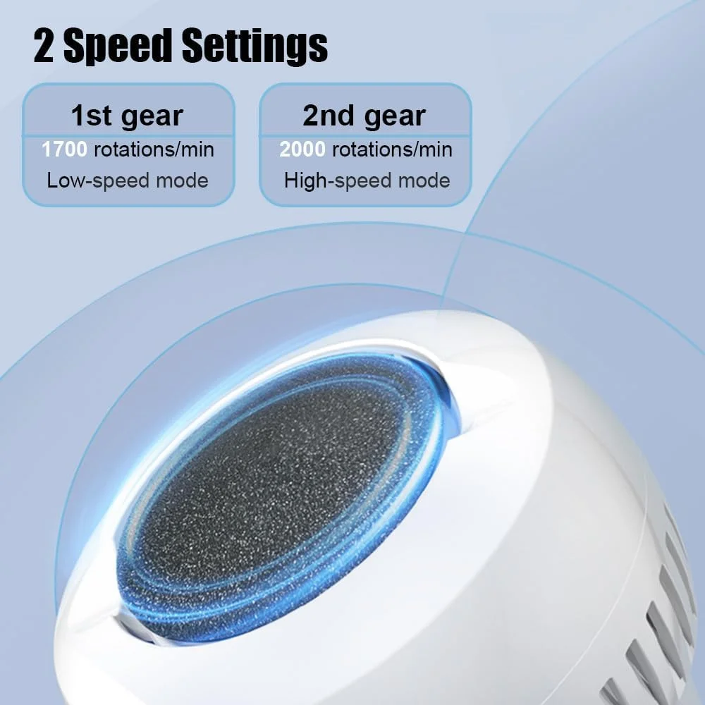 سوهان برقی پینه پا، سوهان برقی قابل شارژ و ضد آب با 2 سری سمباده، ابزار مراقبت از پا با 2 سرعت به همراه سیستم مکش برای لایه برداری پوست های مرده، سفت، ترک خورده و خشک مناسب مسافرت
