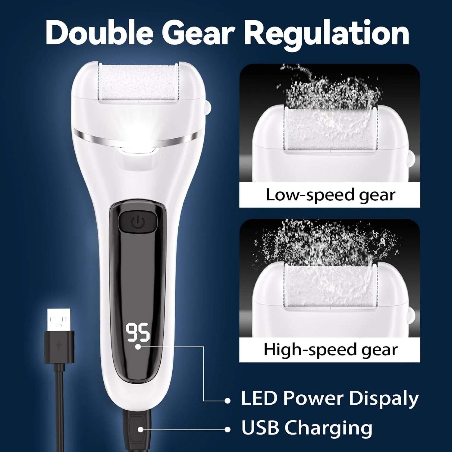 سوهان برقی پا با 3 سری غلتکی، 2 سرعت، قابل شارژ، ضد آب، کیت حرفه ای پدیکور، 17 ابزار سوهان پا، مناسب برای پوست های مرده، سفت، ترک خورده و خشک