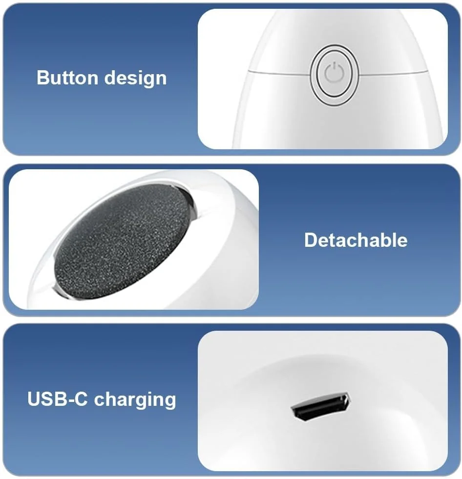 سوهان برقی پینه پا، سوهان برقی قابل شارژ و ضد آب با 2 سری سمباده، ابزار مراقبت از پا با 2 سرعت به همراه سیستم مکش برای لایه برداری پوست های مرده، سفت، ترک خورده و خشک مناسب مسافرت