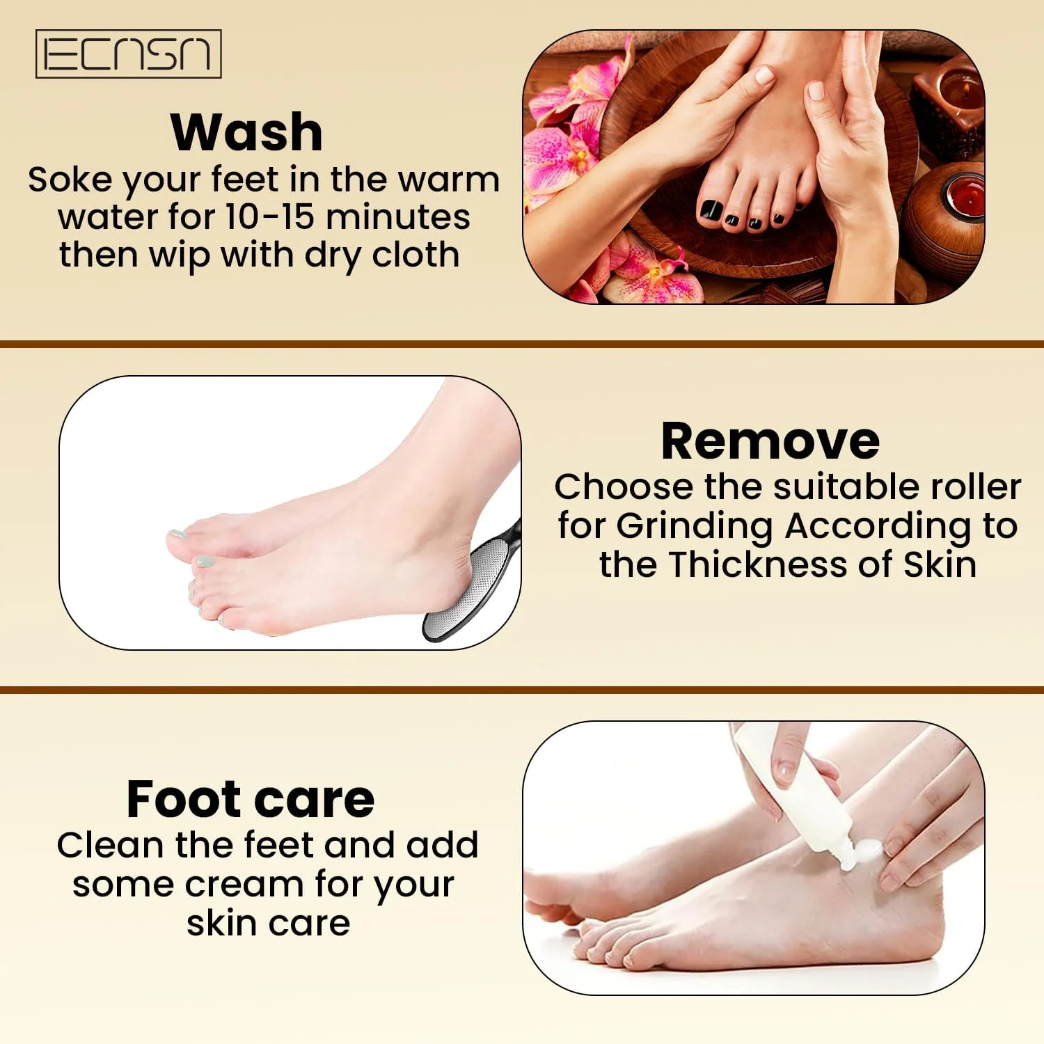 سوهان برقی پدیکور پا ECASA™، از بین برنده پوست سفت و ترک پا، کیت حرفه ای ضد آب 14 در 1 برای پاشنه های ترک خورده، پینه و پوست مرده با 3 غلتک و 2 سرعت