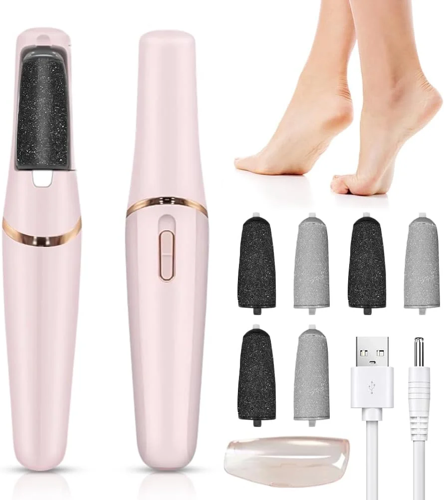 سوهان برقی پدیکور، مجموعه پدیکور شارژی، سوهان برقی مراقبت از پا، مجموعه سوهان برقی پا با سرهای قابل تعویض برای پوست های مرده، سفت و ترک خورده